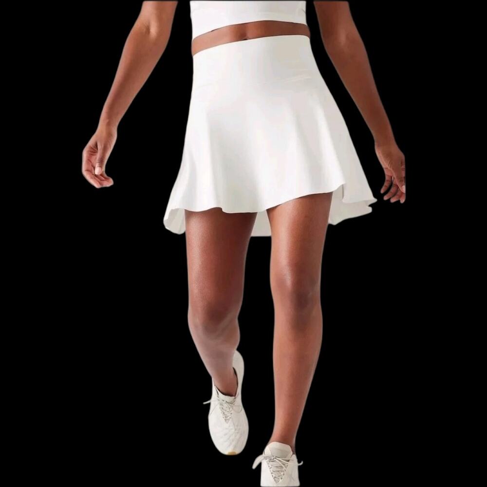 EUC Athleta Ace High Rise Tennis Golf  Skort 13.5” Mini Skirt White Size Medium